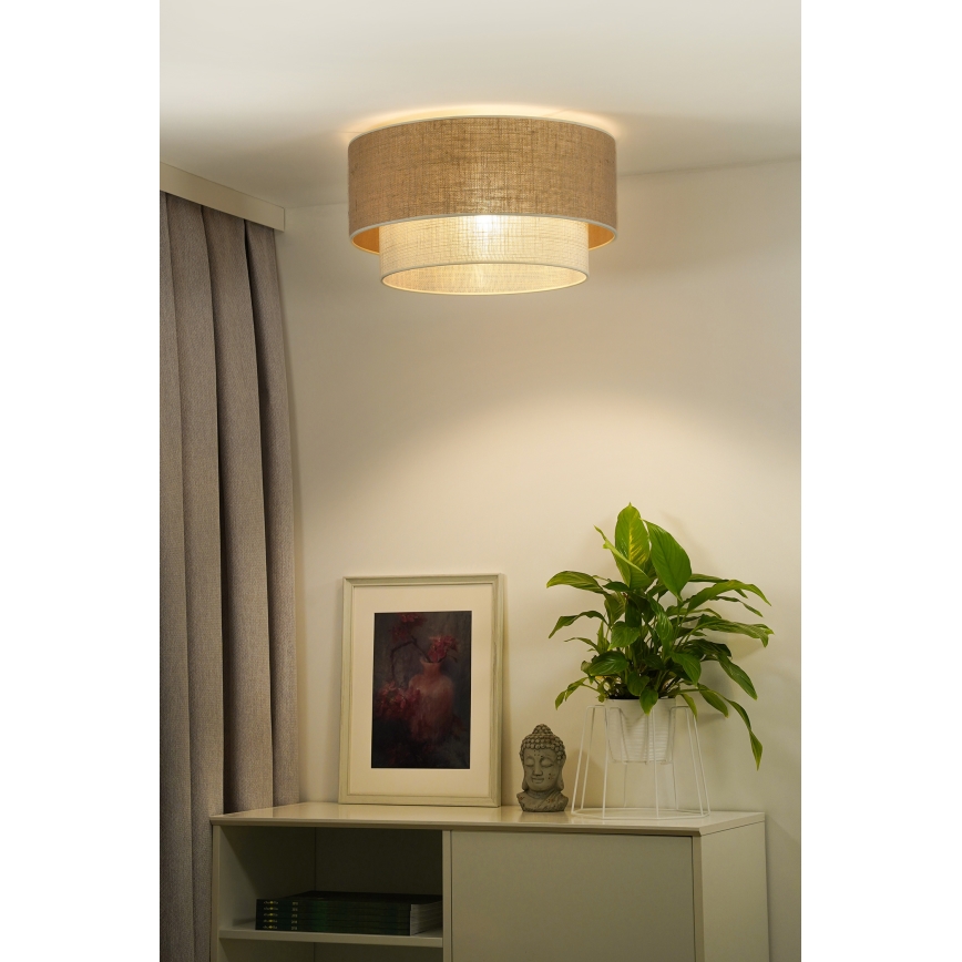 Duolla - Stropné svietidlo YUTE BOHO 1xE27/15W/230V pr. 45 cm hnedá/krémová