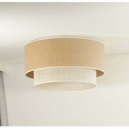 Duolla - Stropné svietidlo YUTE BOHO 1xE27/15W/230V pr. 45 cm hnedá/krémová
