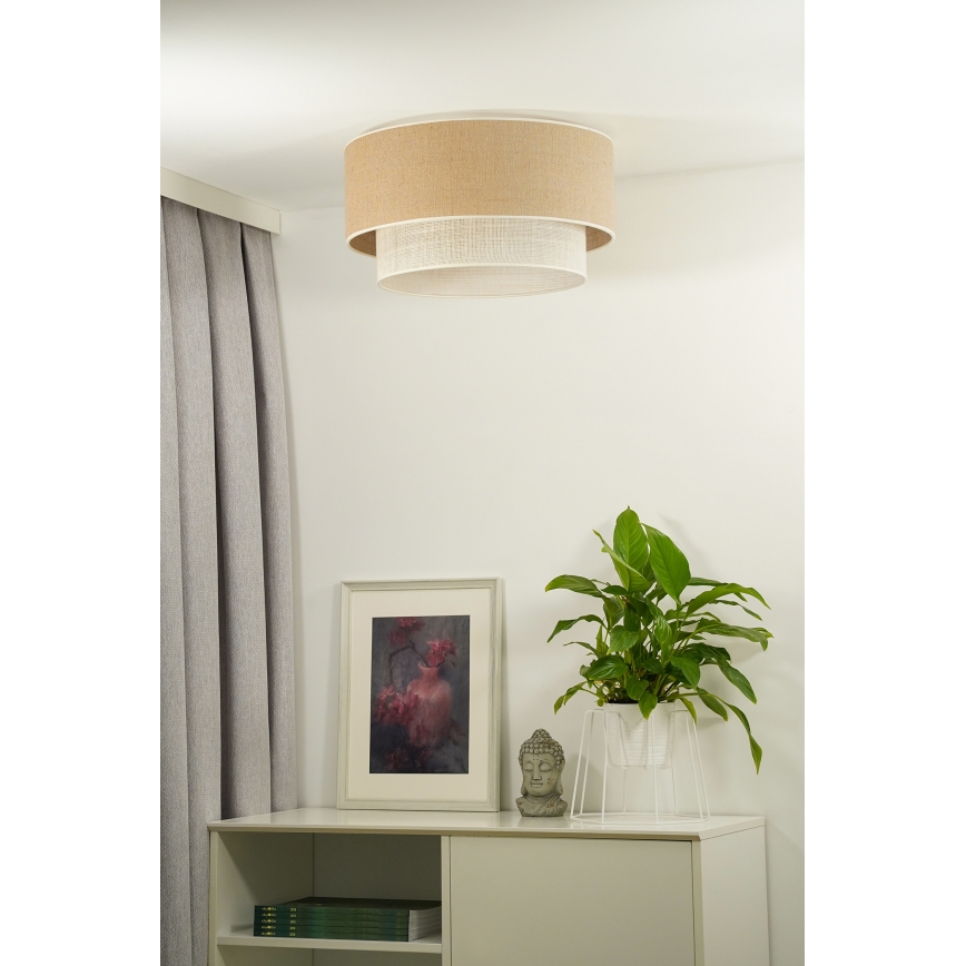 Duolla - Stropné svietidlo YUTE BOHO 1xE27/15W/230V pr. 45 cm hnedá/krémová