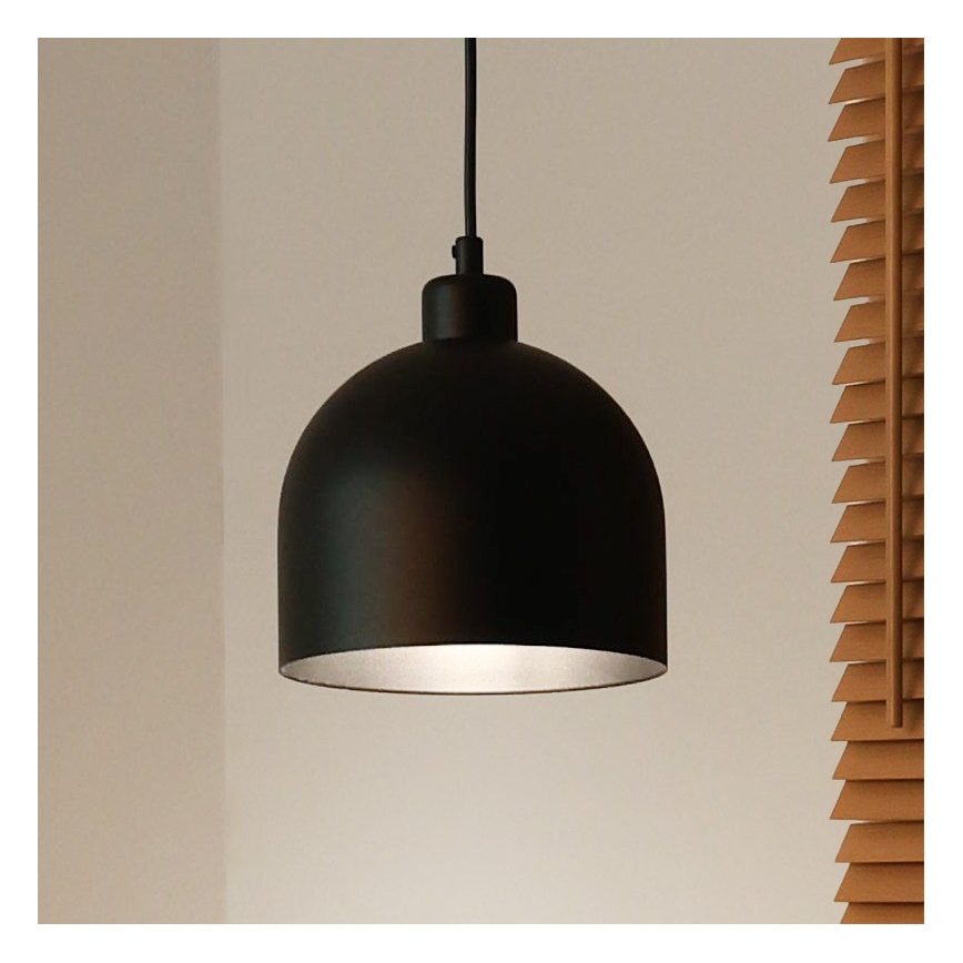 Duolla - Závesné svietidlo na lanku IRONLINE 1xE27/15W/230V priemer 17 cm čierna