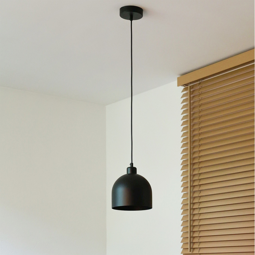 Duolla - Závesné svietidlo na lanku IRONLINE 1xE27/15W/230V priemer 17 cm čierna