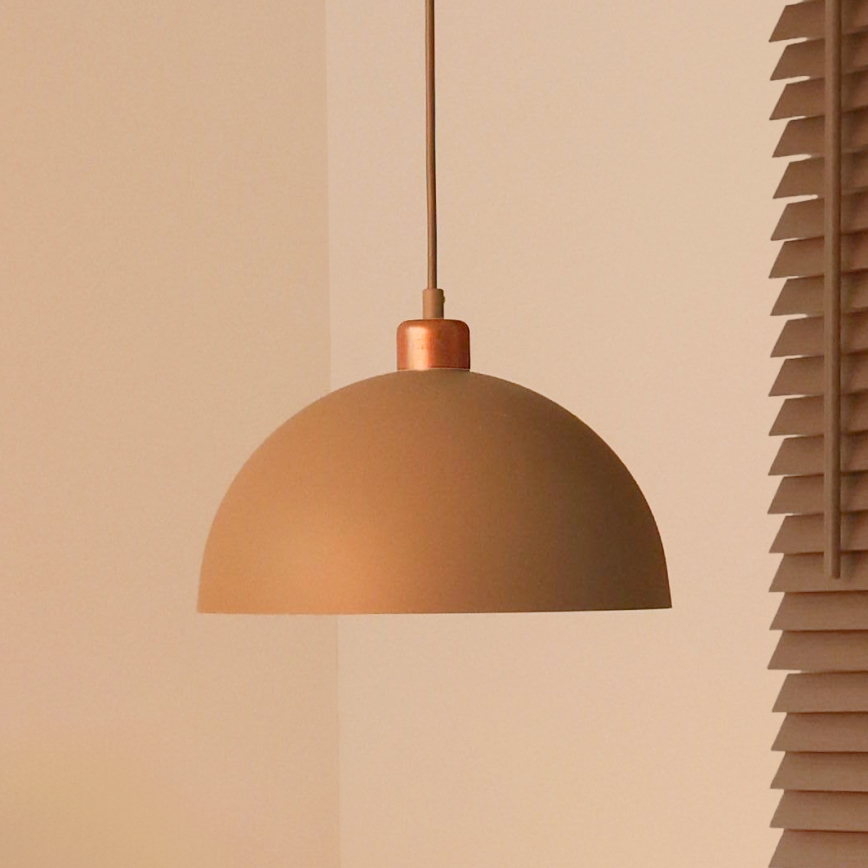 Duolla - Závesný luster na lanku IRONLINE 1xE27/15W/230V priemer 27 cm béžový/medený