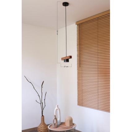 Duolla - Závesný luster na lanku IRONLINE 1xGX53/3W/230V borovica dub/čierna