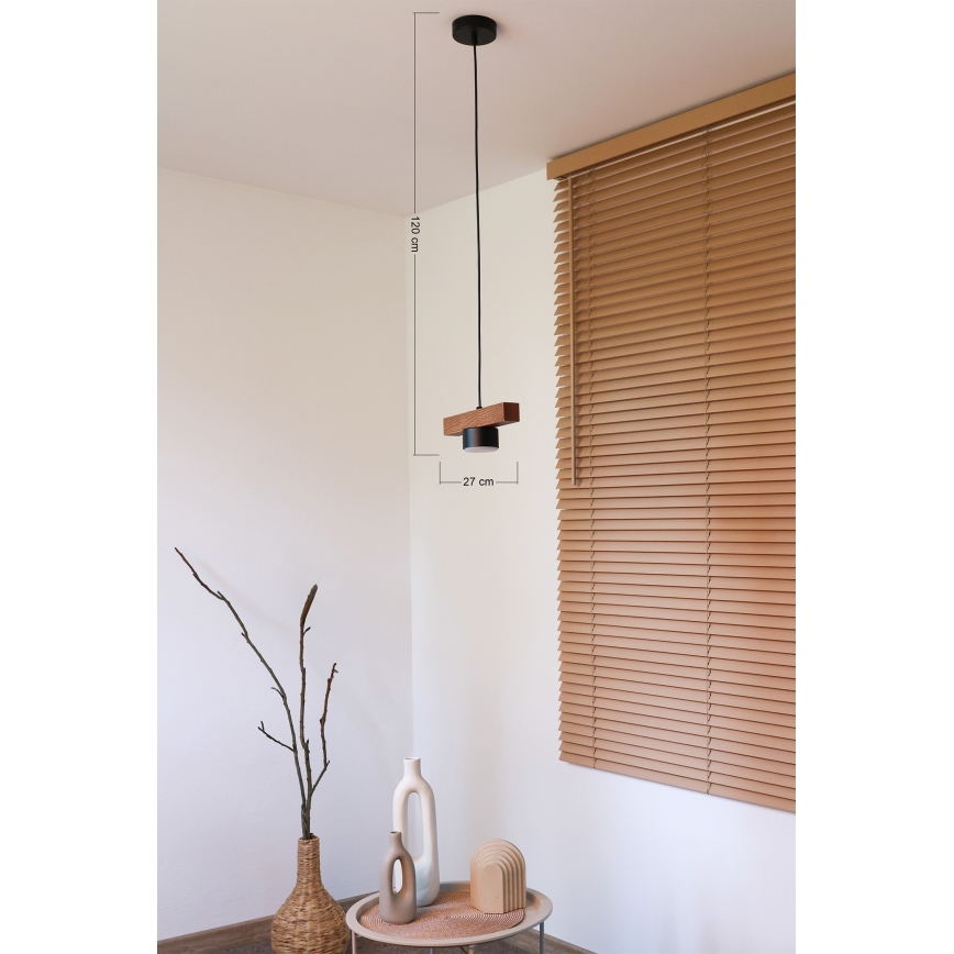 Duolla - Závesný luster na lanku IRONLINE 1xGX53/3W/230V borovica dub/čierna