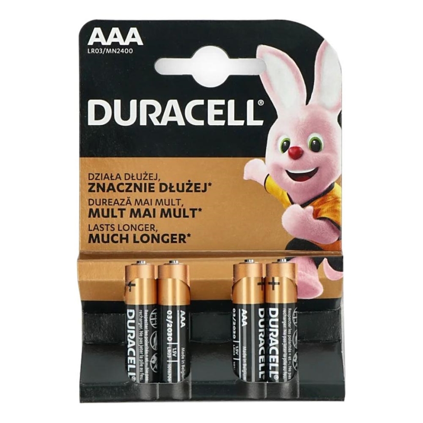 Duracell - 4 ks Alkalická batéria Basic LR03/AAA 1,5V 2400 mAh