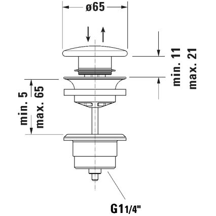 Duravit 50791300 - Umývadlová výpusť PUSH-OPEN priemer 6,5 cm matný antracit