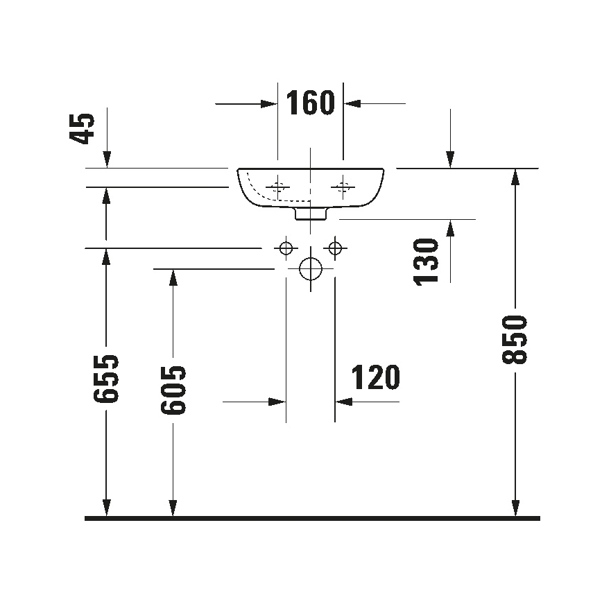 Duravit 7053600082 - Závesné umývadlo D-CODE 36x27 cm keramika/lesklá biela