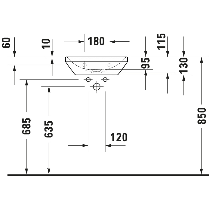 Duravit 738450041 - Závesné umývadlo D-NEO 45x33,5 cm keramika/lesklá biela