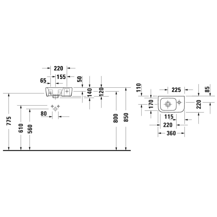 Duravit 7453600412 - Závesné umývadlo D-NEO 36x22 cm keramika/lesklá biela