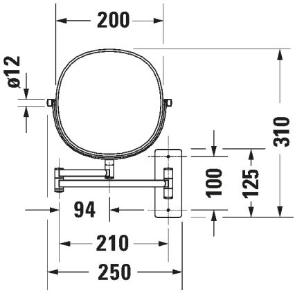 Duravit 99121000 - Nástenné kozmetické zrkadlo D-CODE, lesklý chróm