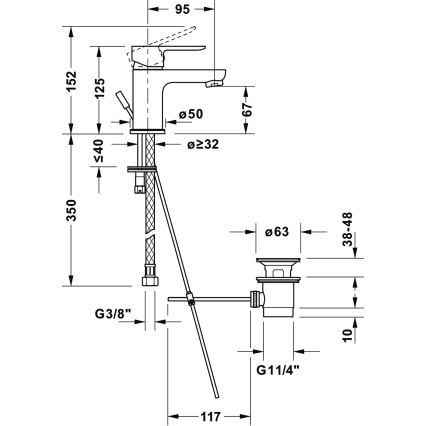 Duravit DC1013001046 - Umyvadlová batéria s výpusťou D-CODE matná čierna