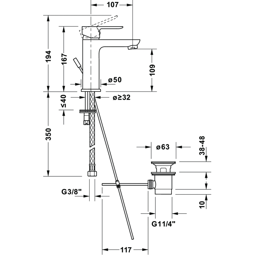 Duravit DC1023001010 - Umývadlová batéria + výpusť D-CODE lesklý chróm
