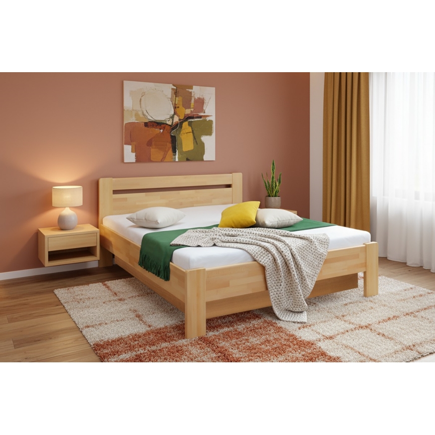 Dvojlôžková posteľ s roštom a úložným priestorom z masívu AMARA 180x200 cm buk