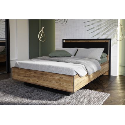 Dvojlôžková posteľ s úložným priestorom OREN 140x200 cm hnedá/čierna