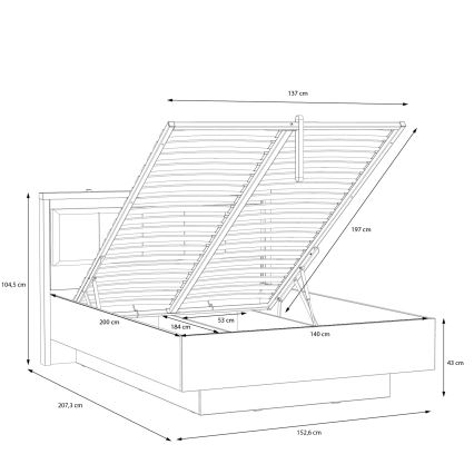 Dvojlôžková posteľ s úložným priestorom OREN 140x200 cm hnedá/čierna