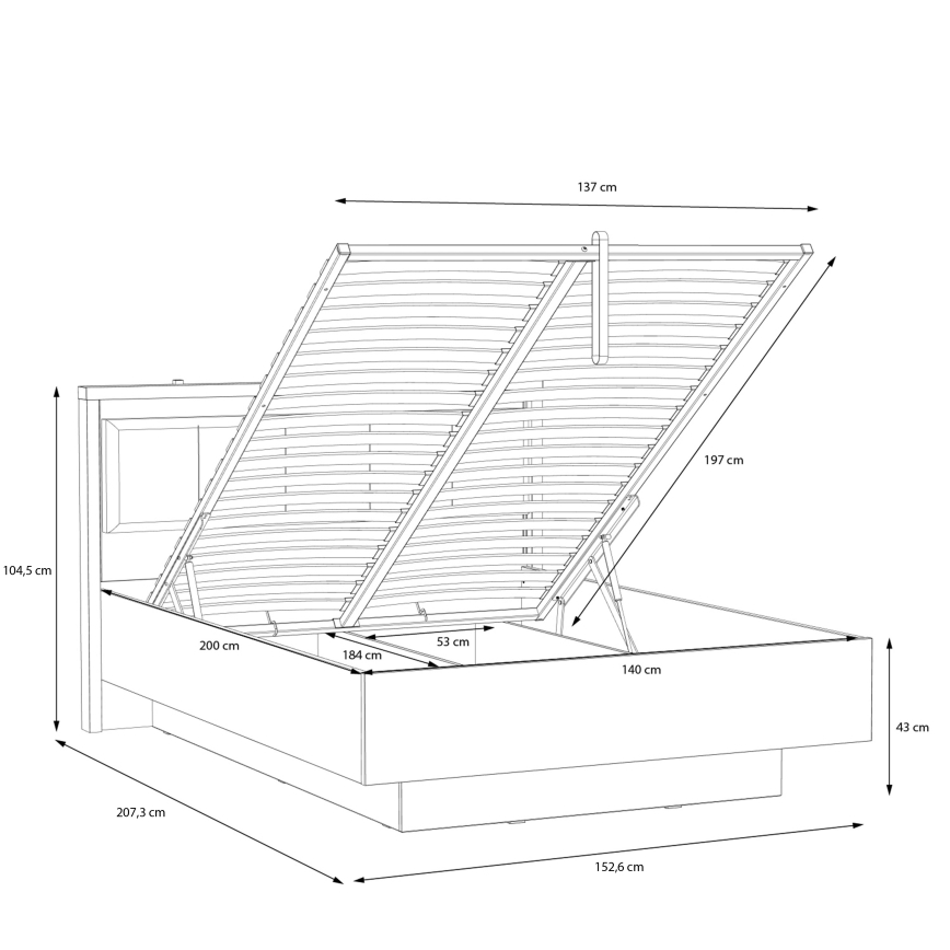 Dvojlôžková posteľ s úložným priestorom OREN 140x200 cm hnedá/čierna
