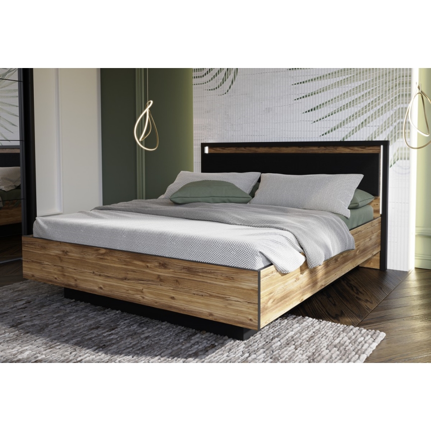 Dvojlôžková posteľ s úložným priestorom OREN 160x200 cm hnedá/čierna