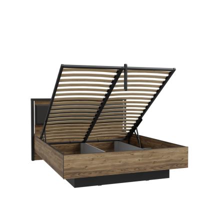 Dvojlôžková posteľ s úložným priestorom OREN 160x200 cm hnedá/čierna