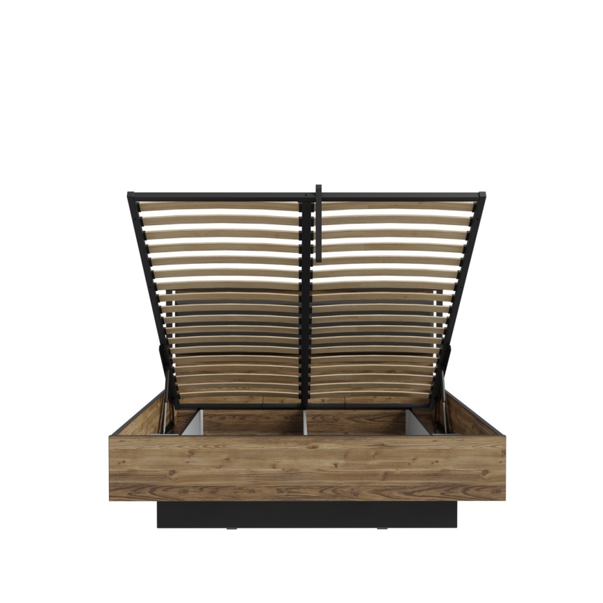 Dvojlôžková posteľ s úložným priestorom OREN 160x200 cm hnedá/čierna