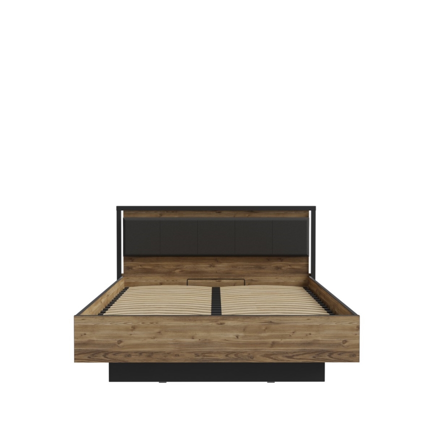 Dvojlôžková posteľ s úložným priestorom OREN 160x200 cm hnedá/čierna