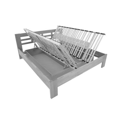 Dvojlôžková posteľ z masívu s úložným priestorom ANGELA 180x200 cm biela