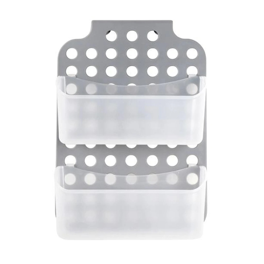 Dvojposchodová závesná polica do sprchy 12x35,5 cm sivá/biela