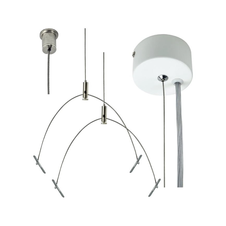 e2 elektro - Súprava závesných laniek 150 cm lesklý chróm