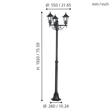Eglo - Vonkajšie lampa 3xE27/60W