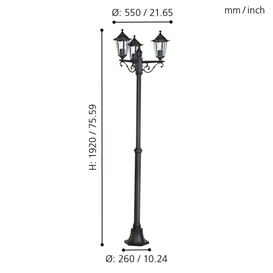 Eglo - Vonkajšie lampa 3xE27/60W