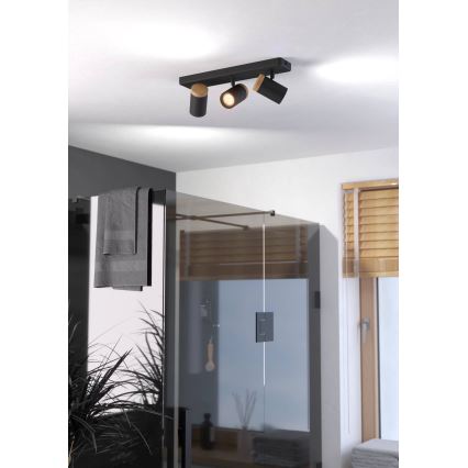 Eglo - Kúpeľňové bodové svietidlo 3xGU10/3W/230V IP44 čierne/béžové
