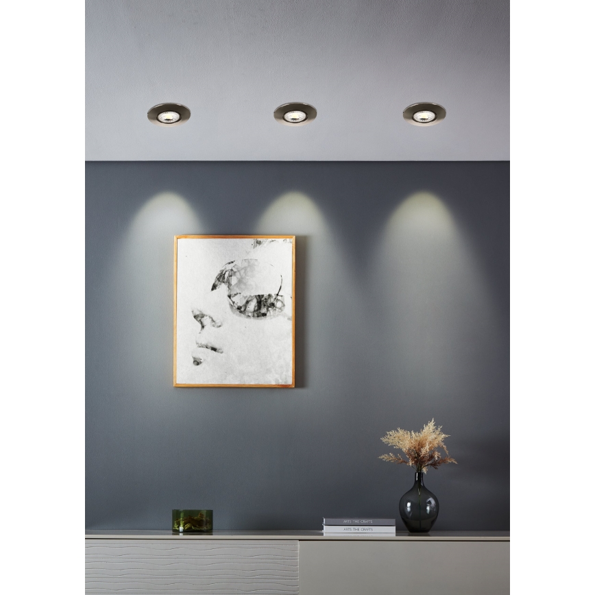 Eglo - Sada 7× LED zapustených svietidiel LED, 4,9 W, 230 V, 2700/4000/6500 K, priemer 9 cm, matný chróm