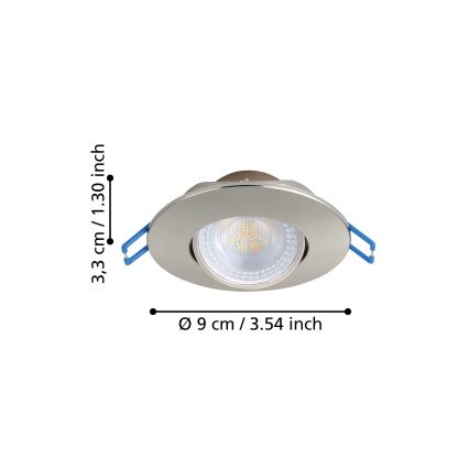 Eglo - Sada 7× LED zapustených svietidiel LED, 4,9 W, 230 V, 2700/4000/6500 K, priemer 9 cm, matný chróm