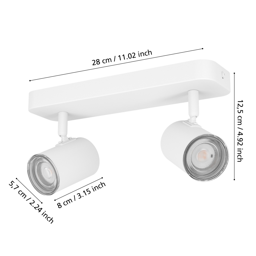 Eglo - Kúpeľňové bodové svietidlo 2xGU10/5W/230V IP44 biela