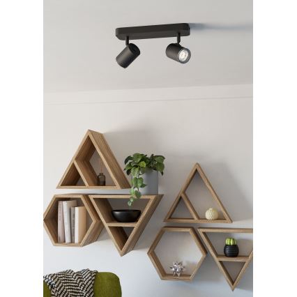 Eglo - Kúpeľňové bodové svietidlo 2xGU10/5W/230V IP44 čierne