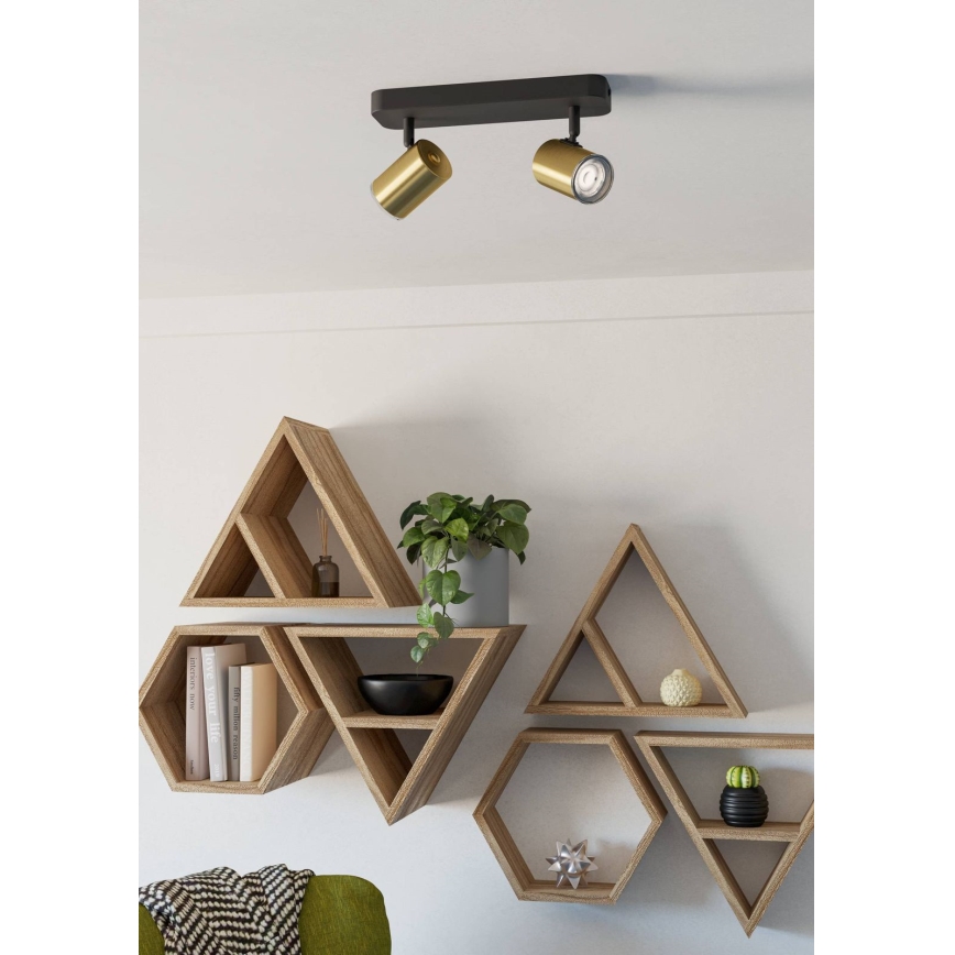 Eglo - Kúpeľňové bodové svietidlo 2xGU10/5W/230V IP44 čierna/zlatá