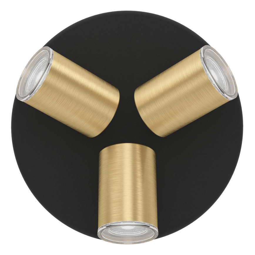 Eglo - Kúpeľňové bodové svietidlo 3xGU10/5W/230V IP44 čierna/zlatá