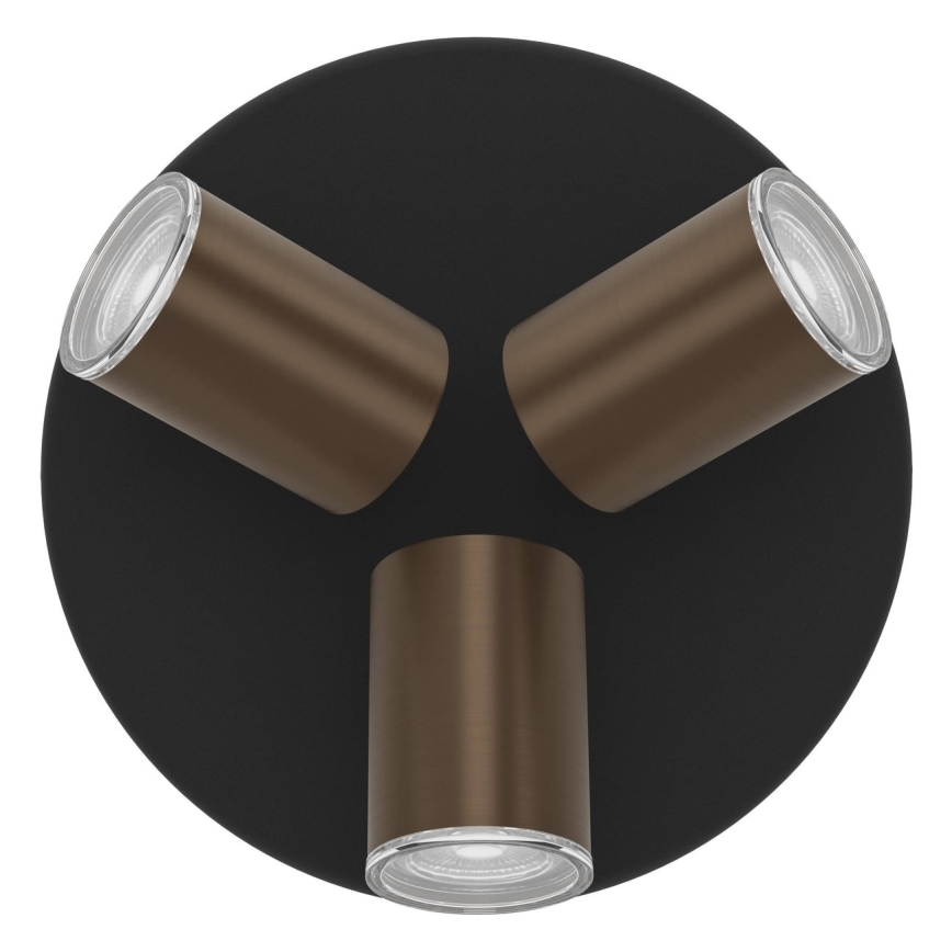 Eglo - Kúpeľňové bodové svietidlo 3xGU10/5W/230V pr. 25 cm IP44 čierne/hnedé