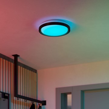 Eglo 300684 - LED RGBW stmievateľné stropné svietidlo MALERAMARA-Z LED/14W/230V 2700-6500K pr. 35,7 cm čierna/zlatá + diaľkové ovládanie