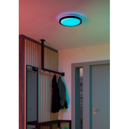 Eglo 300684 - LED RGBW stmievateľné stropné svietidlo MALERAMARA-Z LED/14W/230V 2700-6500K pr. 35,7 cm čierna/zlatá + diaľkové ovládanie