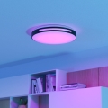 Eglo 300687 - LED RGBW stmievateľné stropné svietidlo MONTEGRANARO-Z LED/18,5W/230V 2700-6500K pr. 39,4 cm čierna + diaľkové ovládanie