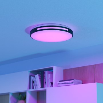 Eglo 300687 - LED RGBW stmievateľné stropné svietidlo MONTEGRANARO-Z LED/18,5W/230V 2700-6500K pr. 39,4 cm čierna + diaľkové ovládanie