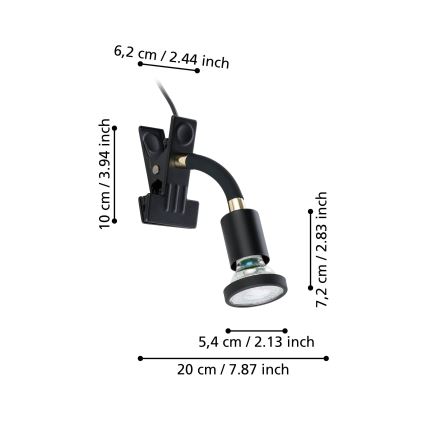 Eglo - LED lampa s klipom 1xGU10/4,5W/230V čierna