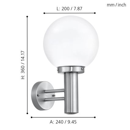 Eglo 30205 - Vonkajšia lampa NISIA E27/60W/230V