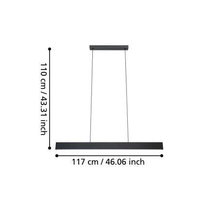 Eglo 31433 - LED RGBW Stmievateľný luster na lanku ANDREAS-Z LED/38W/230V 2700-6500K čierna