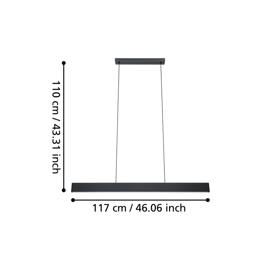 Eglo 31433 - LED RGBW Stmievateľný luster na lanku ANDREAS-Z LED/38W/230V 2700-6500K čierna