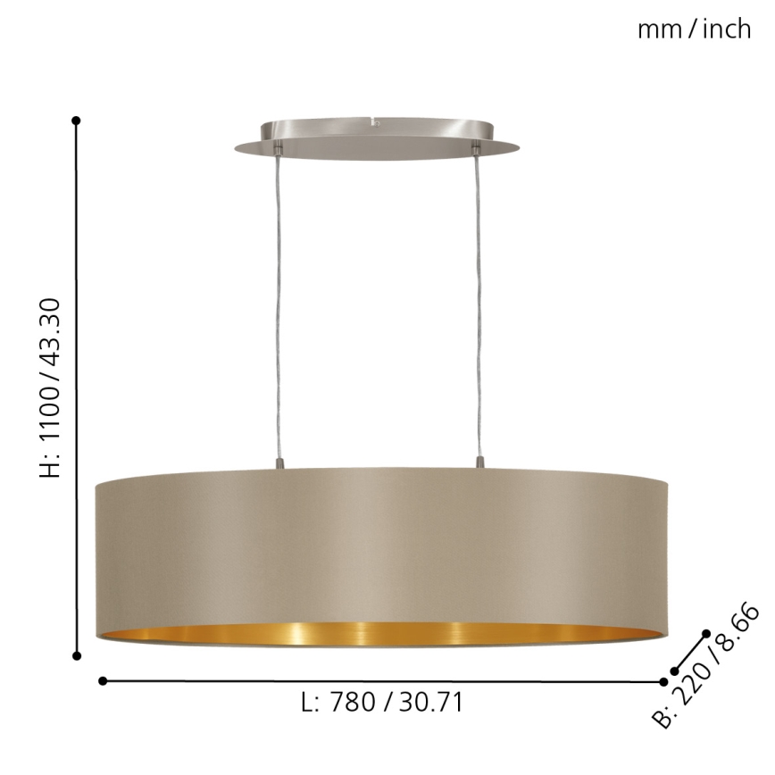 Eglo - Luster na lanku 2xE27/60W/230V