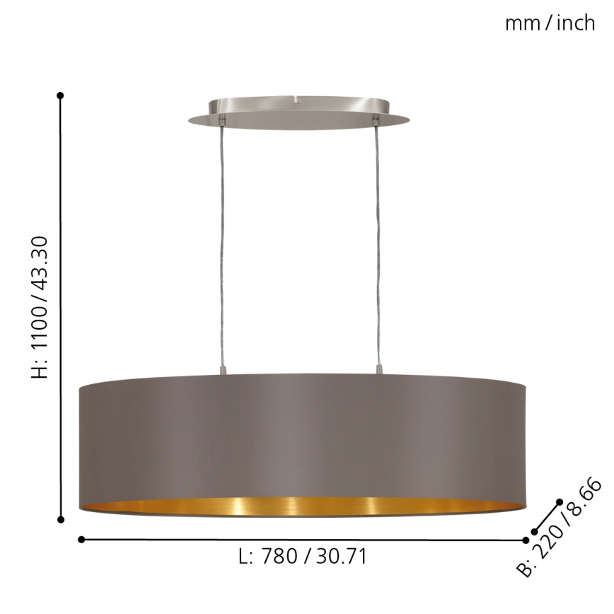Eglo - Luster na lanku 2xE27/60W/230V