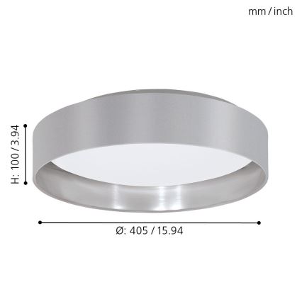 Eglo 31623 - LED stropné svietidlo MASERLO LED/16W/230V 3000K pr. 40,5 cm sivá/strieborná