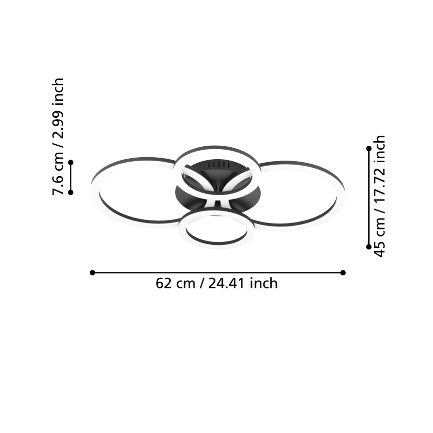 Eglo 31769 - LED Stmievateľné stropné svietidlo PARRAPOS-Z LED/41W/230V 3000-6500K čierna