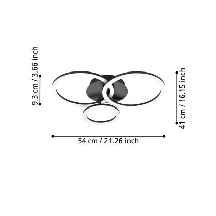 Eglo 31771 - LED Stmievateľné stropné svietidlo PARRAPOS-Z LED/33W/230V 3000-6500K čierna